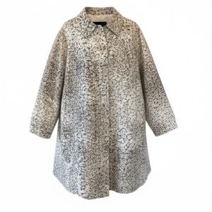 Ellen Tracy Plus Size Brown and Cream Speckled Long Coat